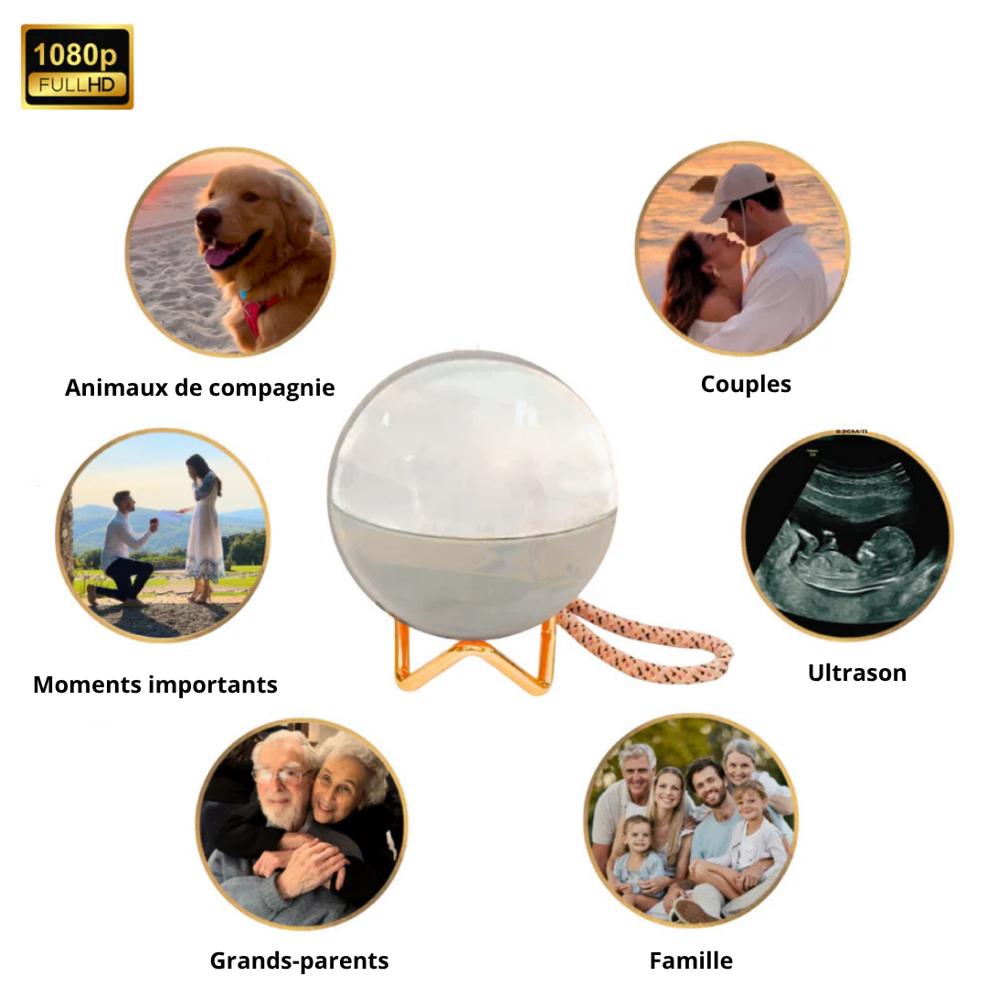 LumiMémoire : Orbe Vidéo Personnalisé (Enfants, Couples, Famille)
