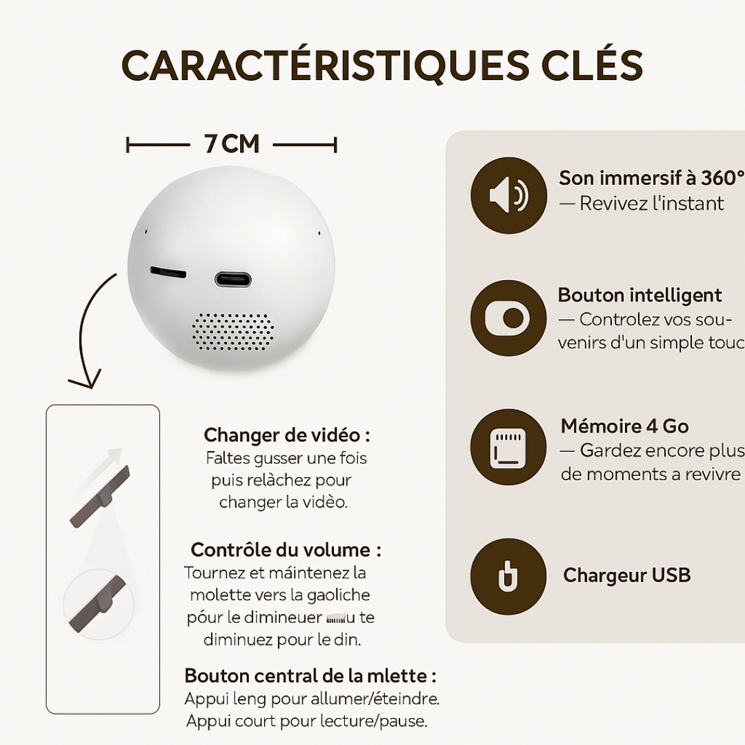 LumiMémoire : Orbe Vidéo Personnalisé (Enfants, Couples, Famille)